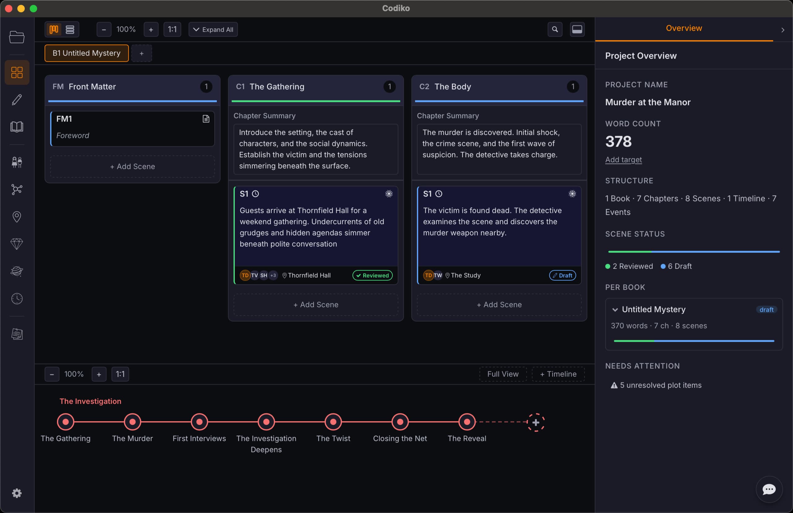 Codiko workspace board view for story planning